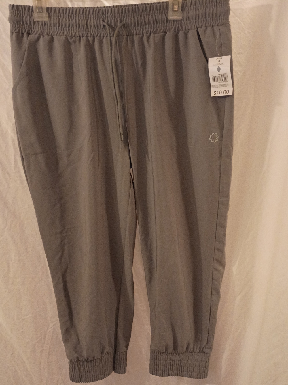 Pro Player Gray Women's Jogger Pants with Drawstring Size Large NWT